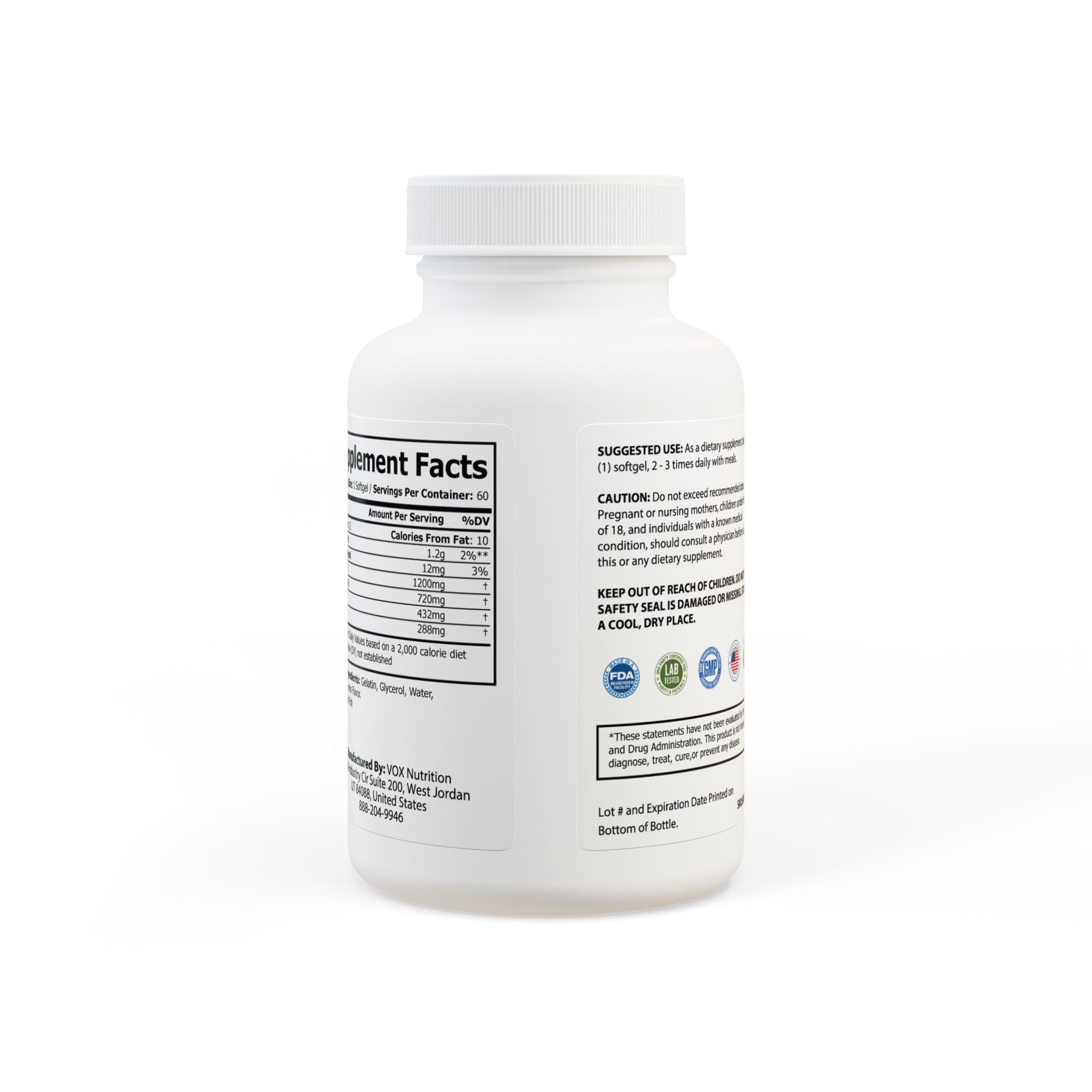 GaineticAI Omega-3 Fish Oil Supplement – 60 Softgels