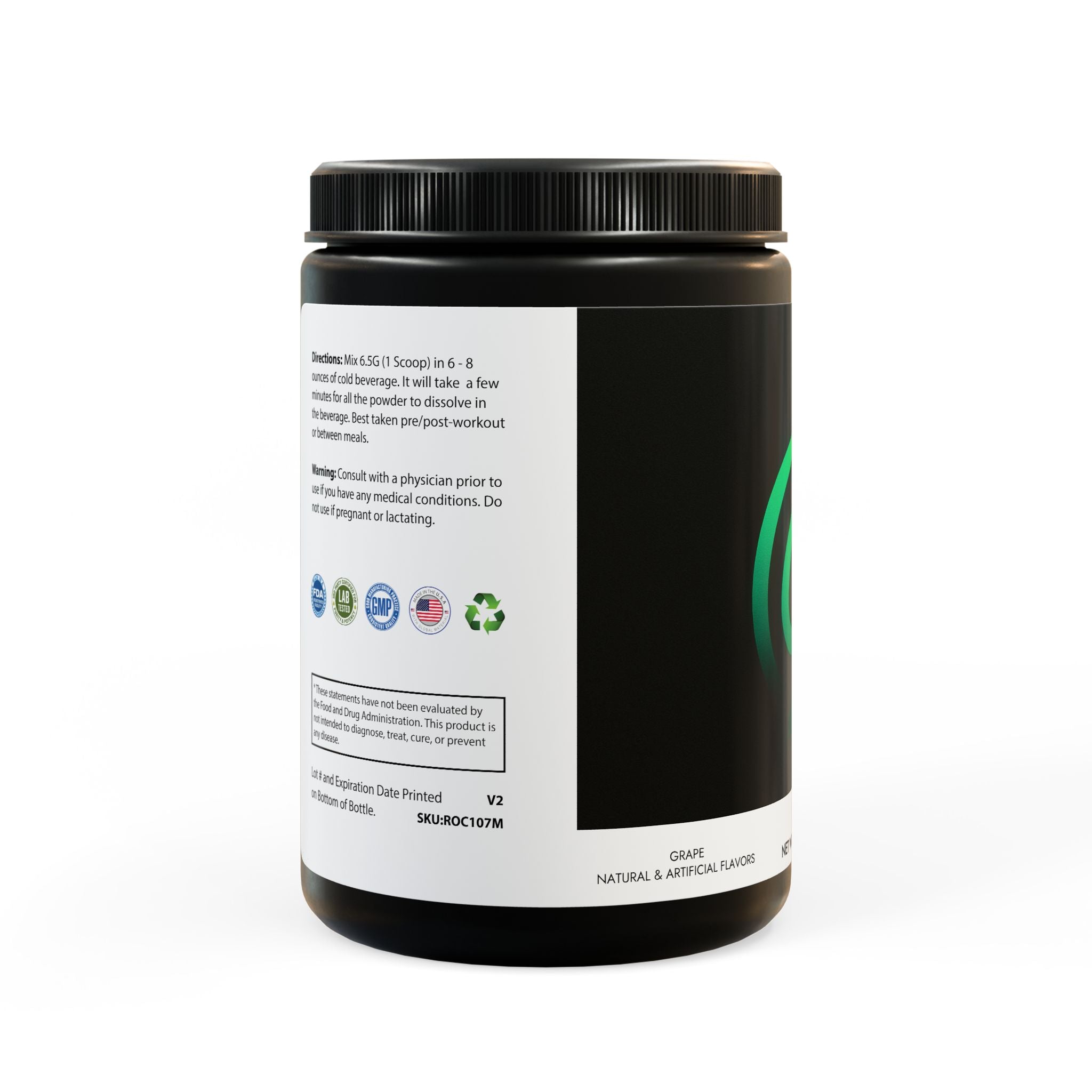 GaineticAI BCAA Supplement – Grape (325 g / 11.46 oz, 50 Servings)
