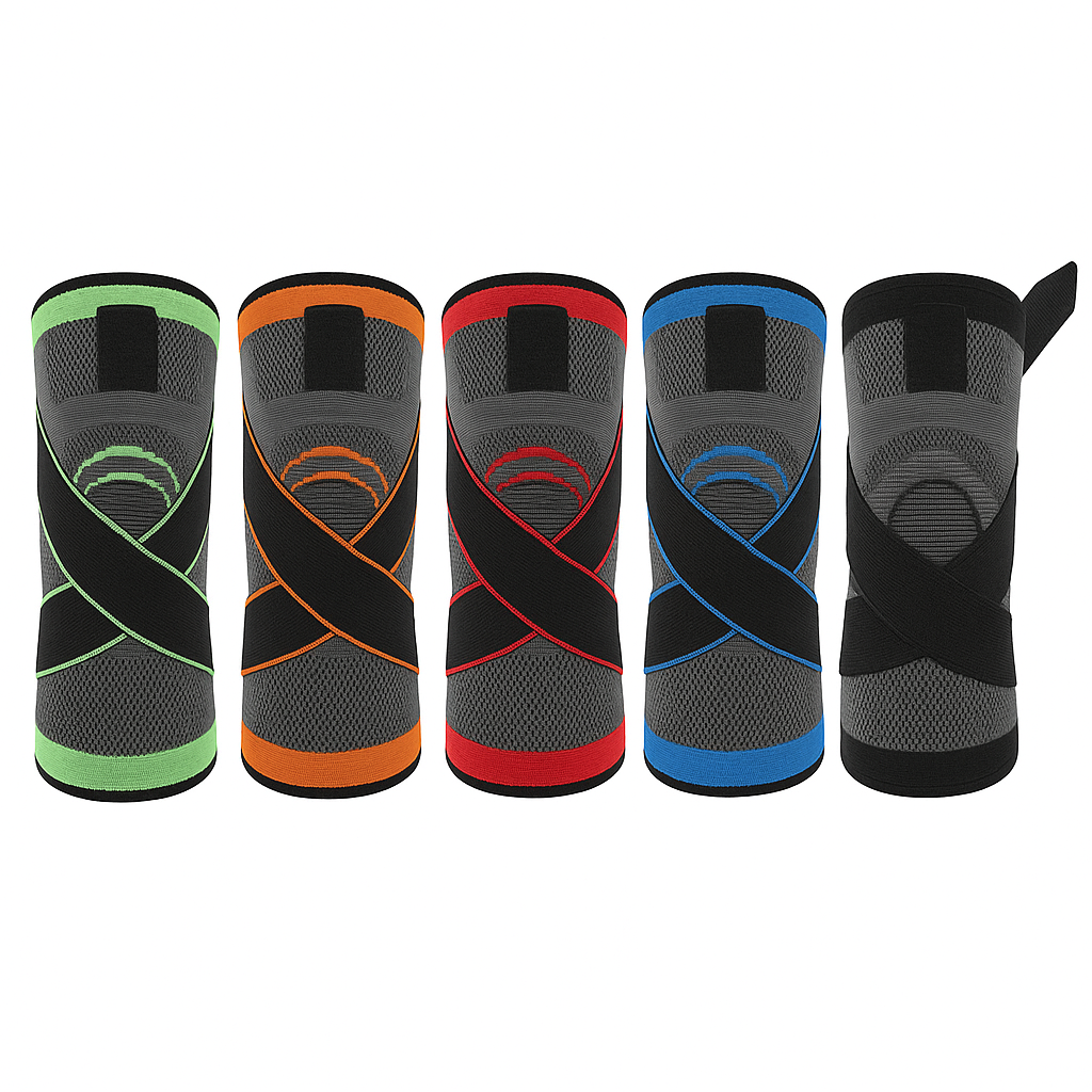 GaineticAI DCF Compression Knee Sleeve with Adjustable Straps – Multi-Color Support Brace