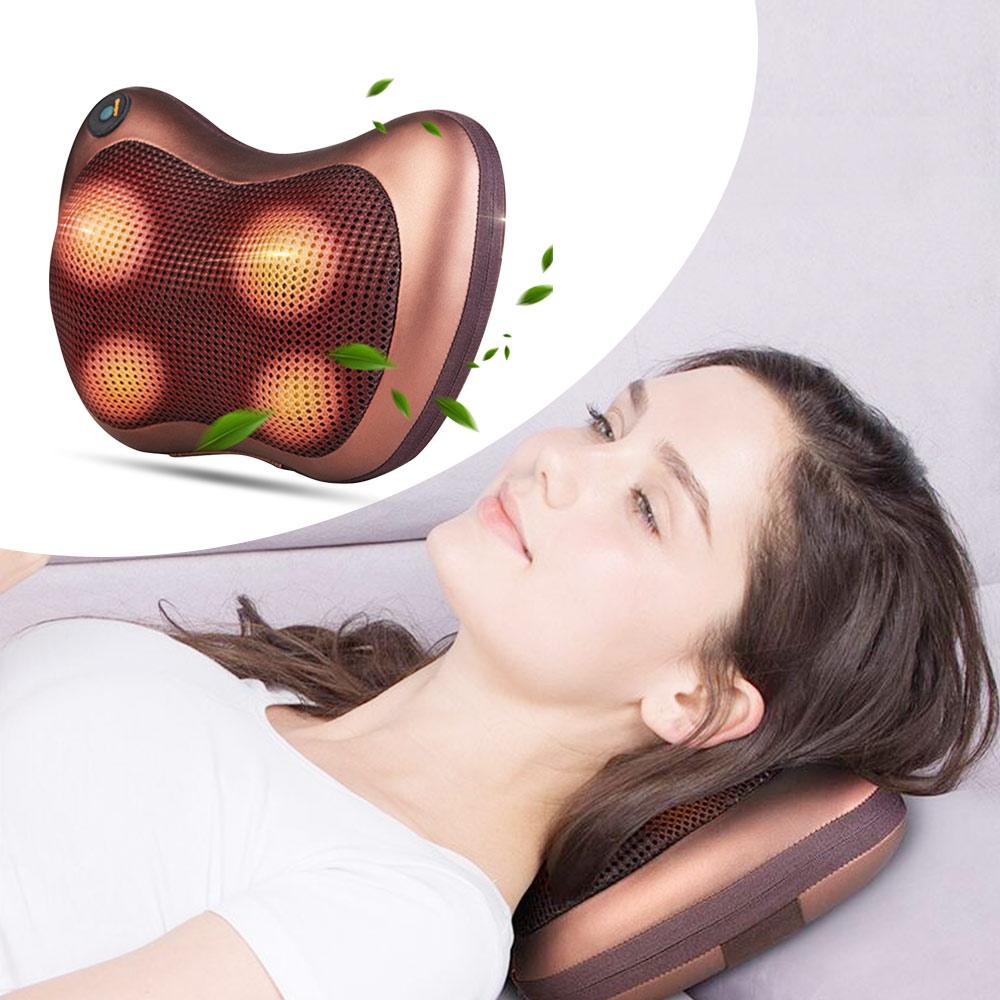 GaineticAI Portable 4-Head Shiatsu Massage Pillow with Heat – Neck & Back Relief