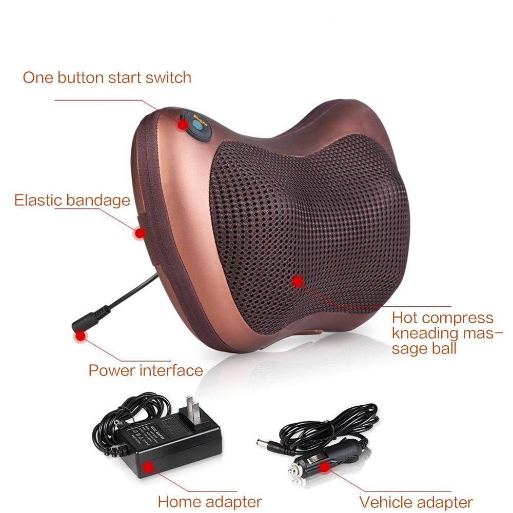 GaineticAI Portable 4-Head Shiatsu Massage Pillow with Heat – Neck & Back Relief