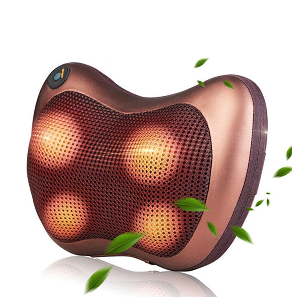 GaineticAI Portable 4-Head Shiatsu Massage Pillow with Heat – Neck & Back Relief