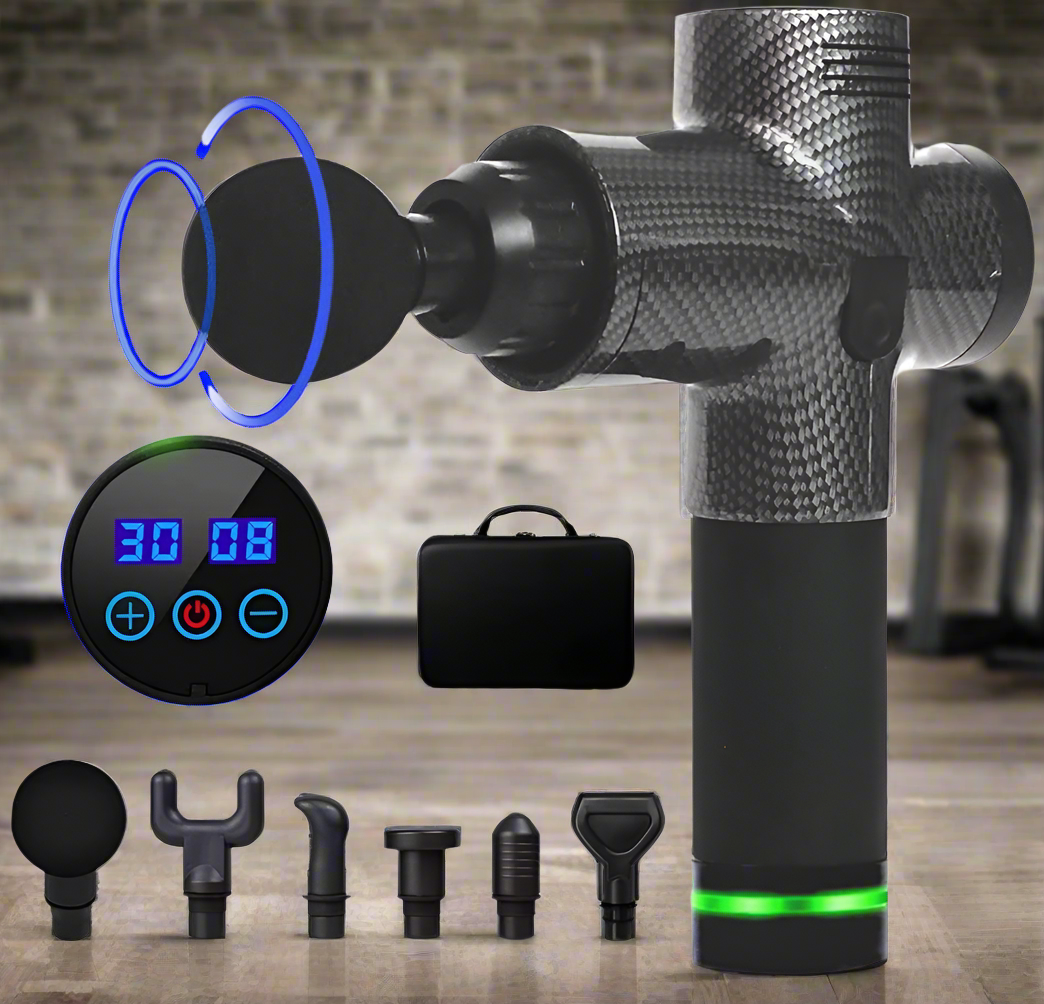 GaineticAI 30-Speed Premium Massage Gun – 6 Heads Deep Tissue Recovery