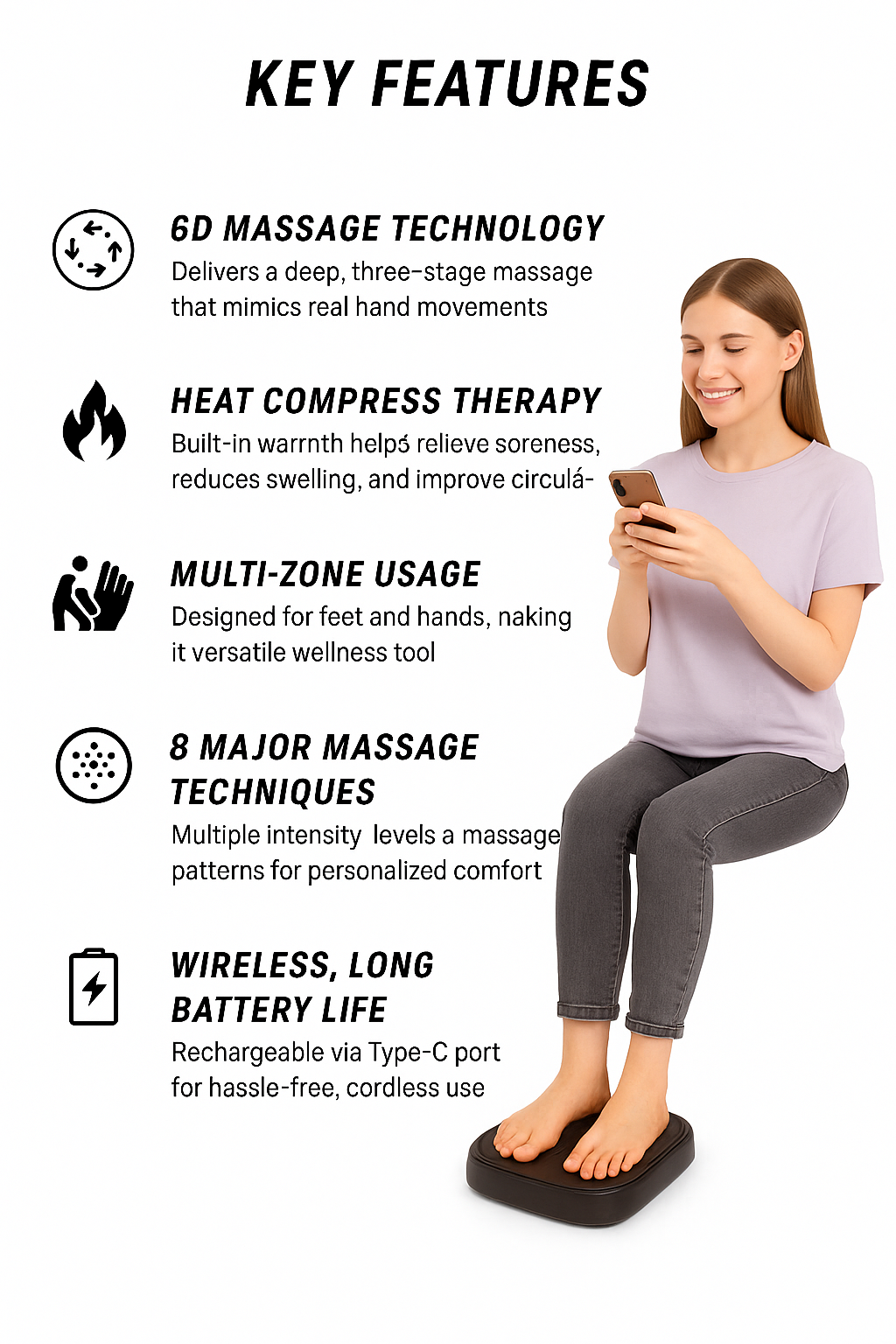 Stress & Pain Relief Foot Massager with Heat – Deep Tissue & Circulation