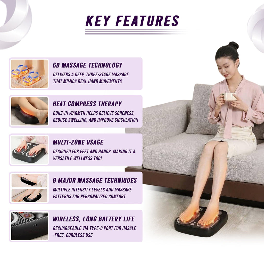 GaineticAI Stress & Pain Relief Foot Massager with Heat – Deep Tissue & Circulation